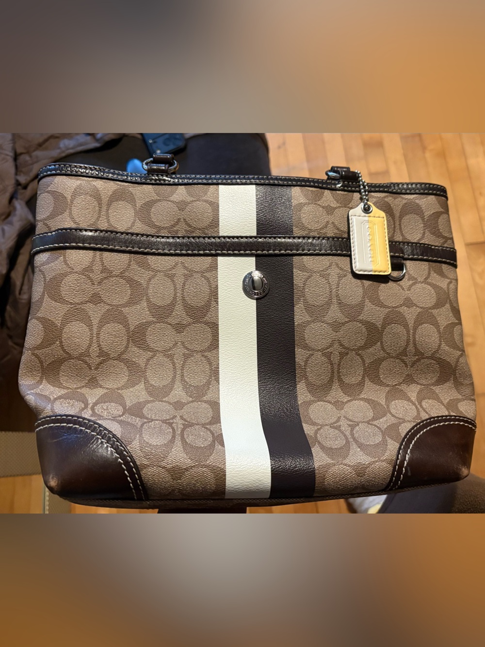 Authentic Coach Heritage Stripe Chelsea Tote Bag Style F14477